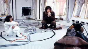 Tom Baker and Elisabeth Sladen, both much admired by their director, relax whilst making one of the greatest Doctor Who stories of all time, The Ark in Space - the first to be helmed by the late Rodney Bennett
